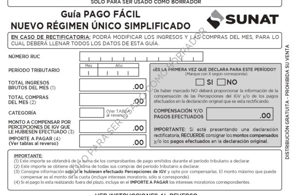 Guia pago facil Nuevo RUS