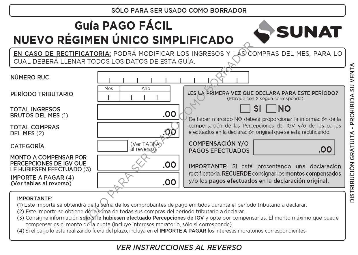Guia pago facil Nuevo RUS
